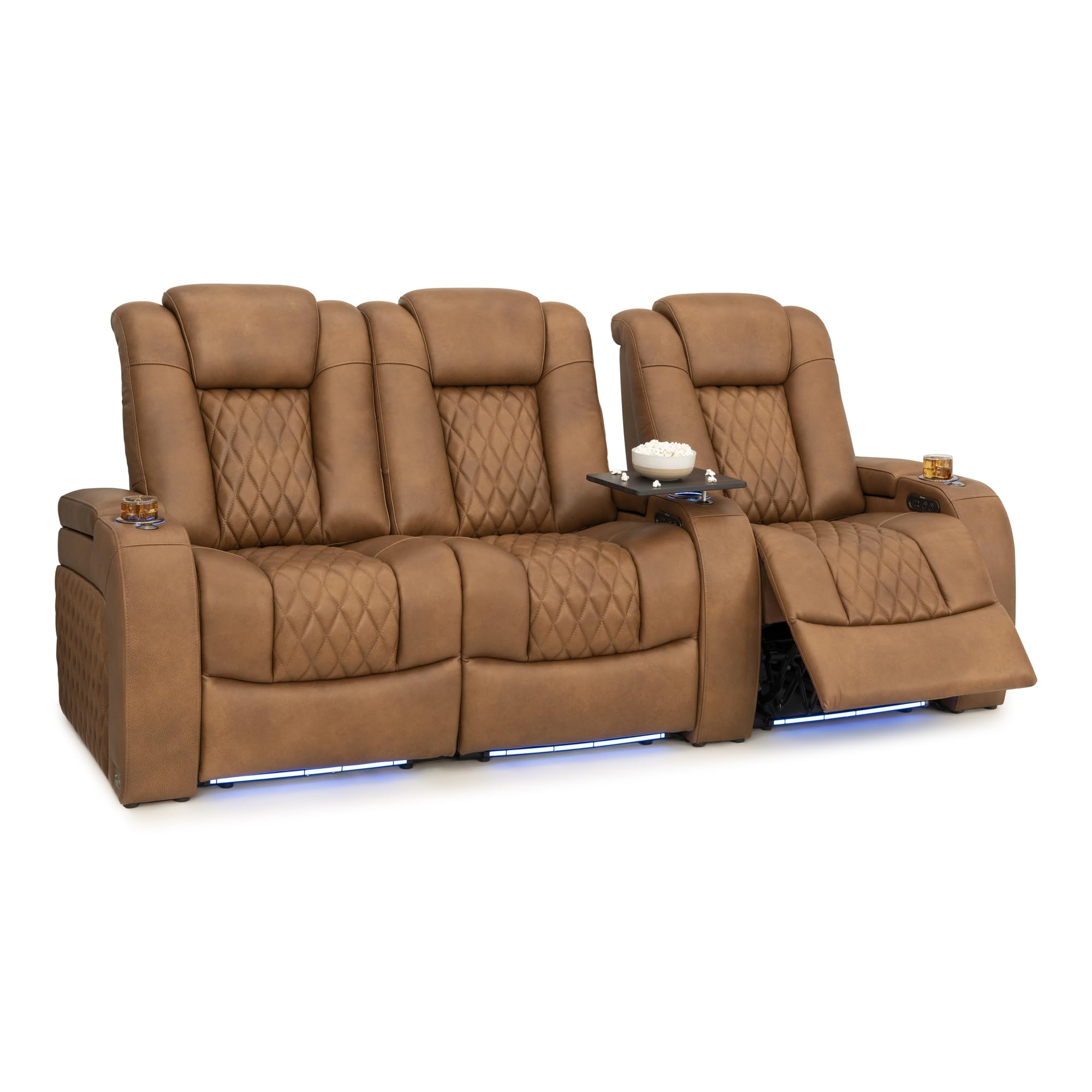 Seatcraft Diamante Home Theater Seating Tawny Row of 3 Left Loveseat
