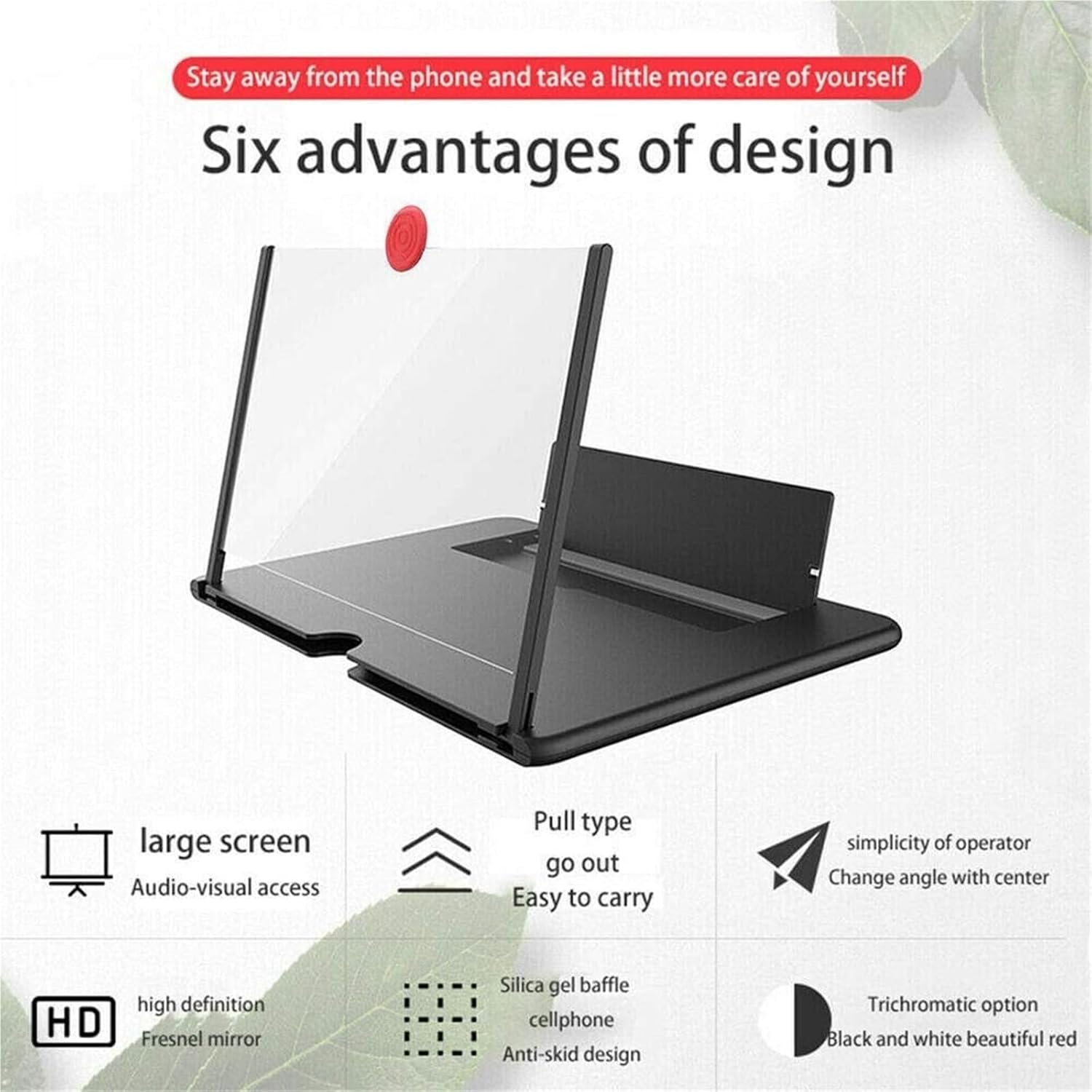 Mobile Screen Magnifier, 2026 New 3D High-Definition Projection, Suitable for Movies and Videos, with Foldable Stand, Compatible with All Smartphones(White,14in)