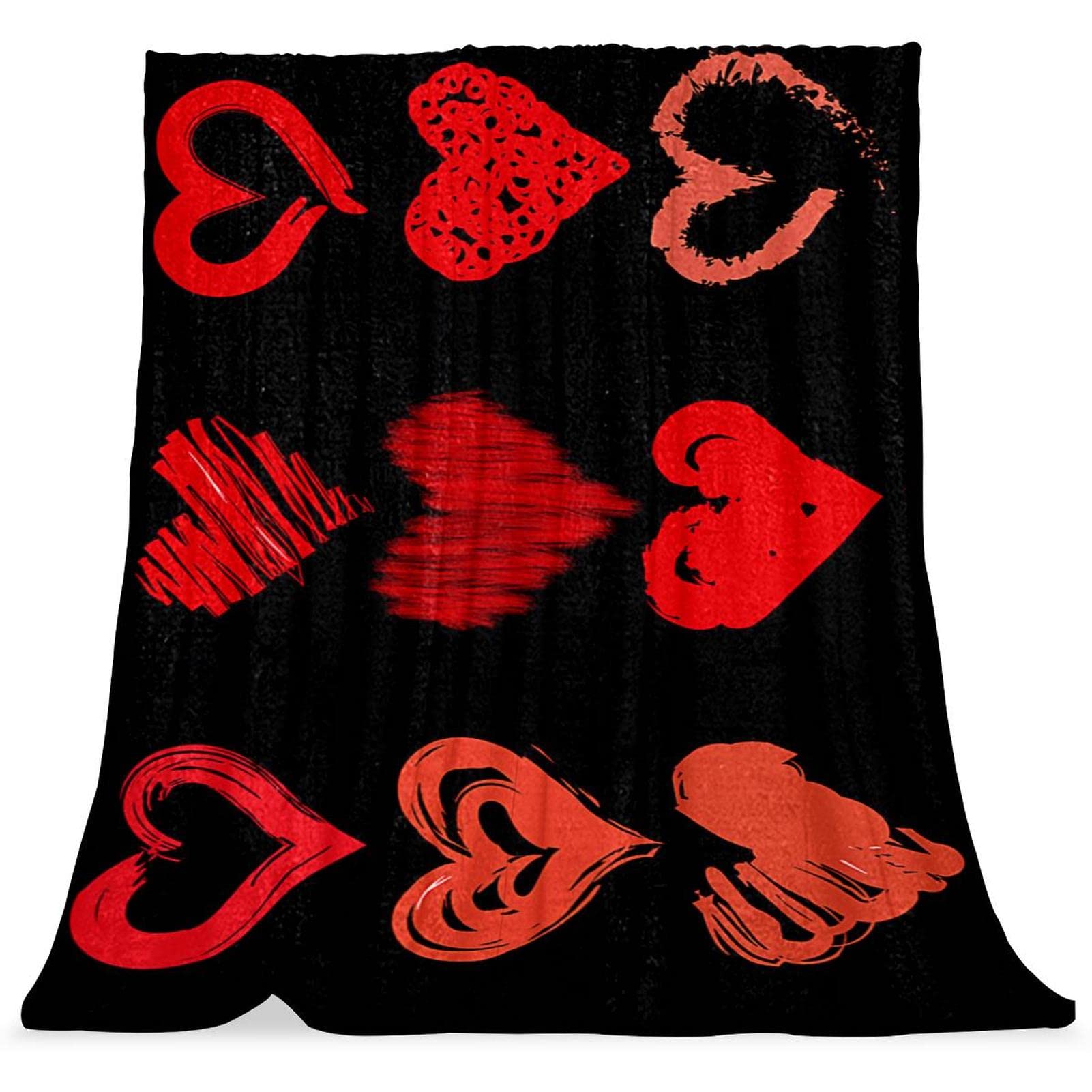 Couverture de lit douce TBOUOBT le cadeau tendre au motif coeur rouge