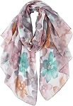 GERINLY Lightweight Scarves Fashion Flowers Print Women Cotton Wrap Scarf Head Shawl Spring Gift