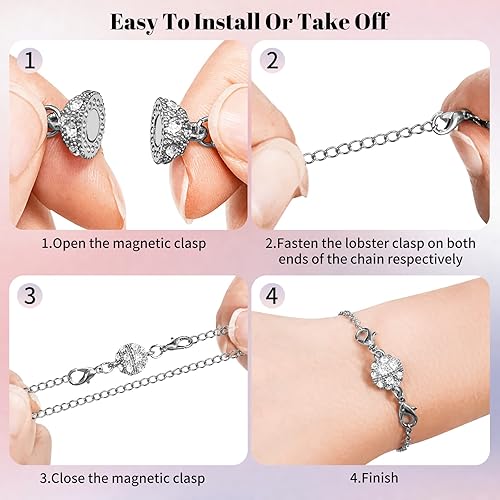 Miniatura 4 de 16 cierres magnéticos de joyería y collar con cierre de capas, extensores de collar de oro y plata, múltiples tamaños y estilos, extensores de