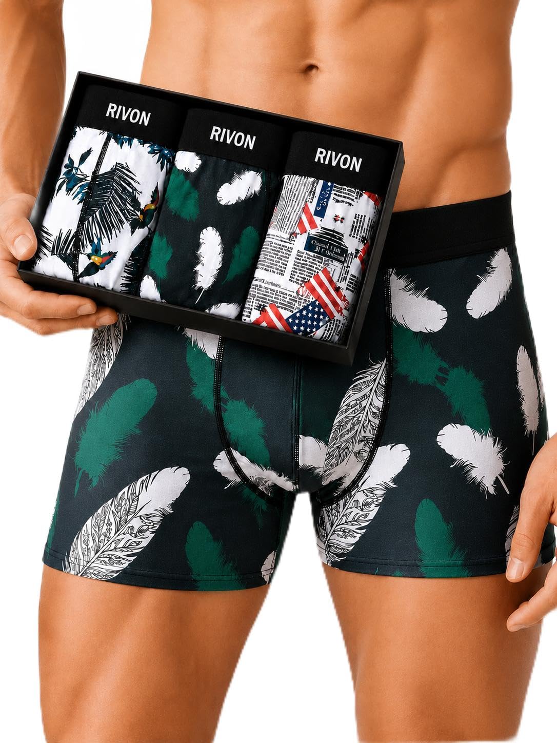 RIVON Men's Trunk Underwear Pack of 2 | Printed Cotton Blend Trunks for Men | Soft Stretchable Fabric | Comfortable Fit Innerwear-image-12