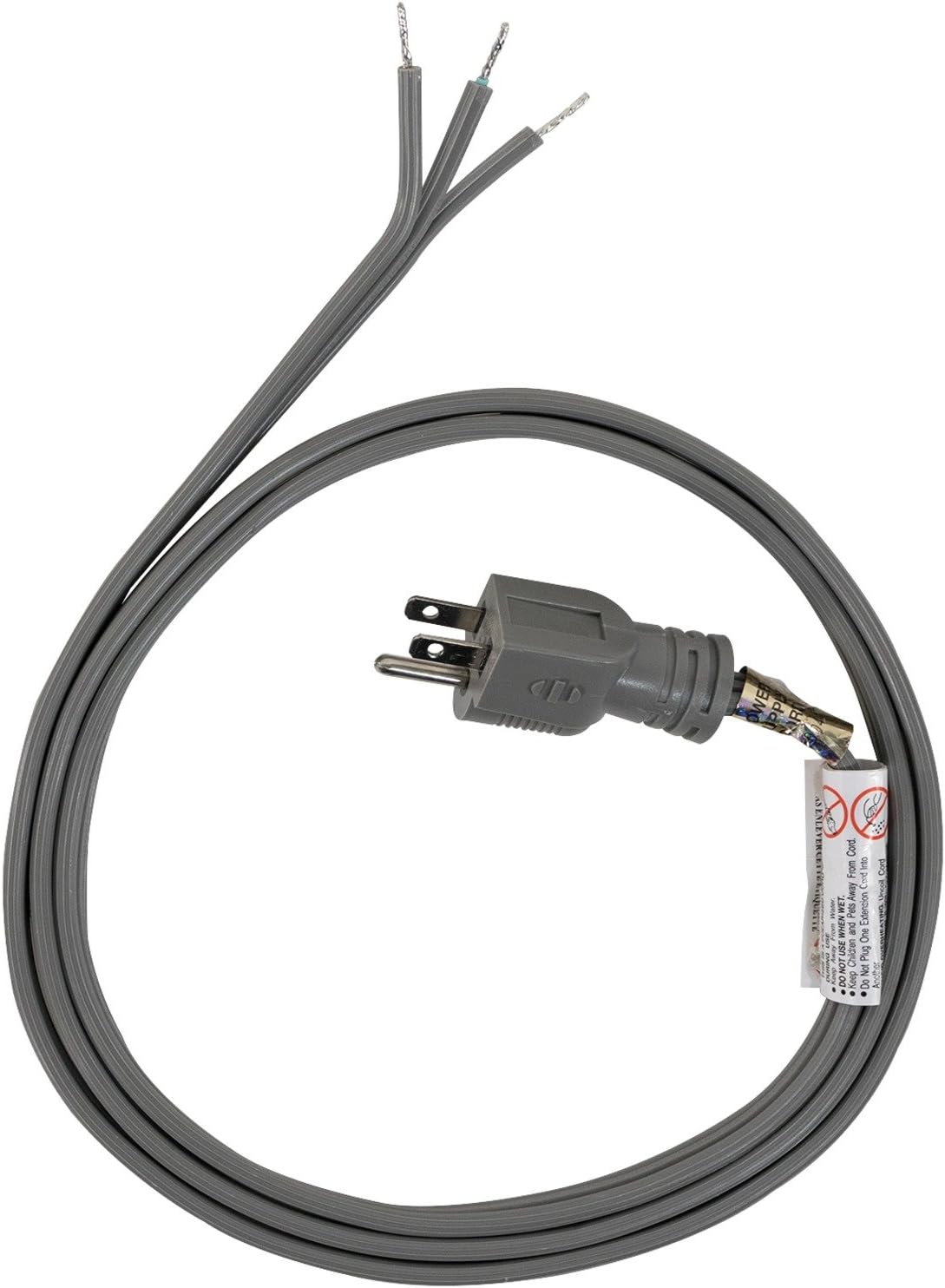 Certified Appliance 15-Amp Gray Straight Plug Power Cord, 6ft