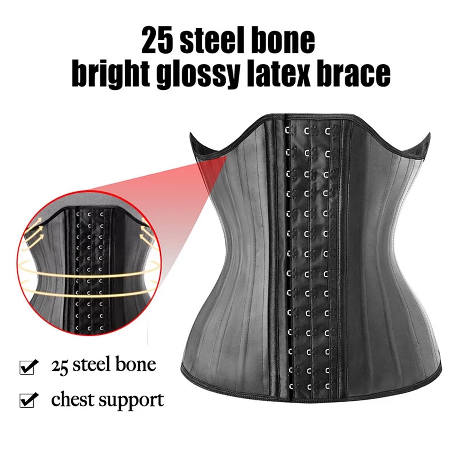 25 Corsetto Modellante in Lattice e Gomma con Ossa d'Acciaio per Donna