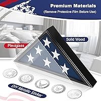 Vista 3 de Flag Display Case for Burial Flag, 9.5x5' Folded Flag Case for Burial Flag, Wooden Flag Box Display Case with Wall Mount, Flag Holder for Veteran
