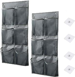2PCS Organizer Cover Door Shoes, With Hook, Over The Door Organizer, With 6 Pockets, Shoe Storage Hanging Space Saving, Shoe Storage Organizer, For Bedroom Living Room, Etc. (Grey)