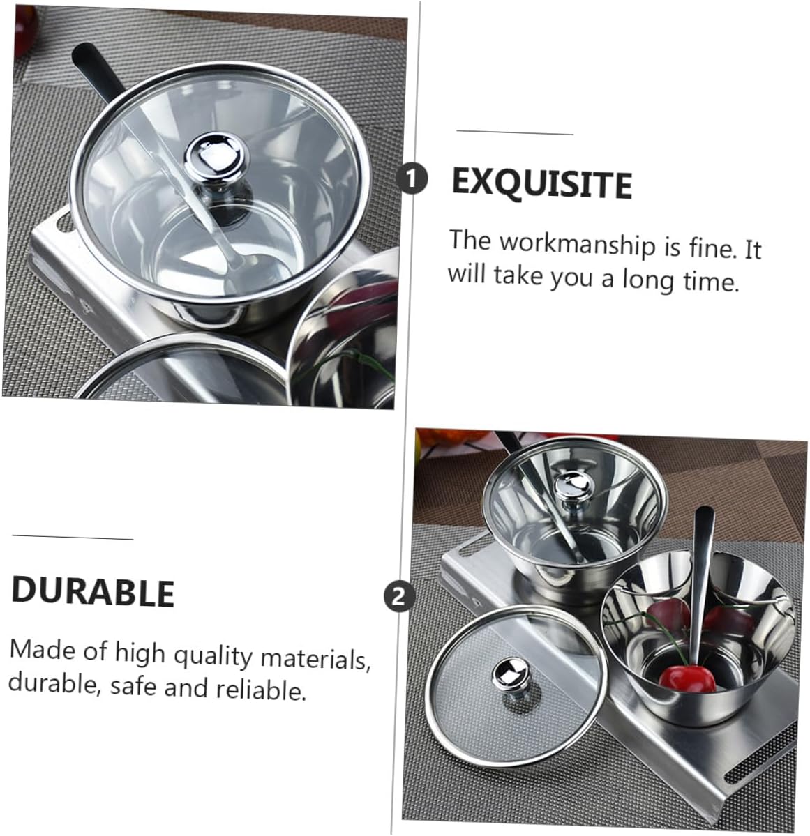 ULTECHNOVO 304 Stainless Steel Kitchen Seasoning Pot with Visible Lid 250ml Multi-purpose Condiment Container for Home Cooking and Dining