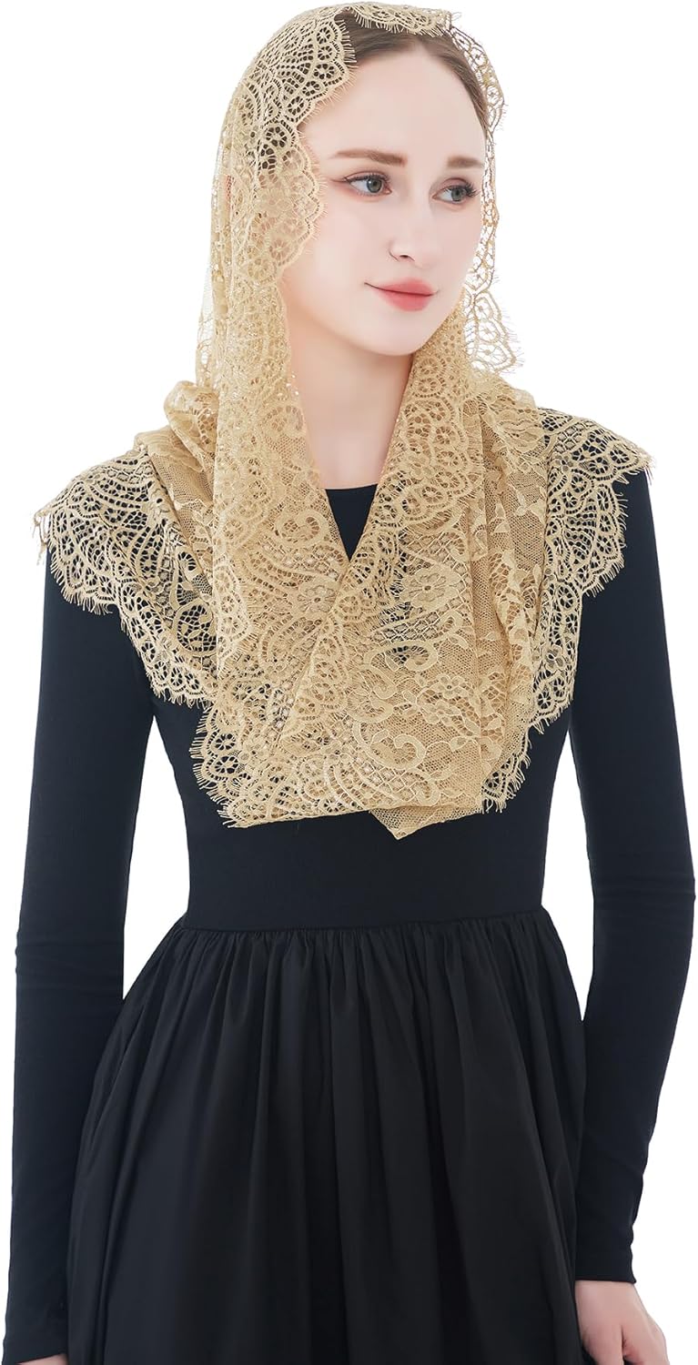 Wgior Spanish Infinity Veils for Church Lace Chapel Veils Catholic Church Veil Latin Mass Head Covering Scarf Mantilla - Image 4
