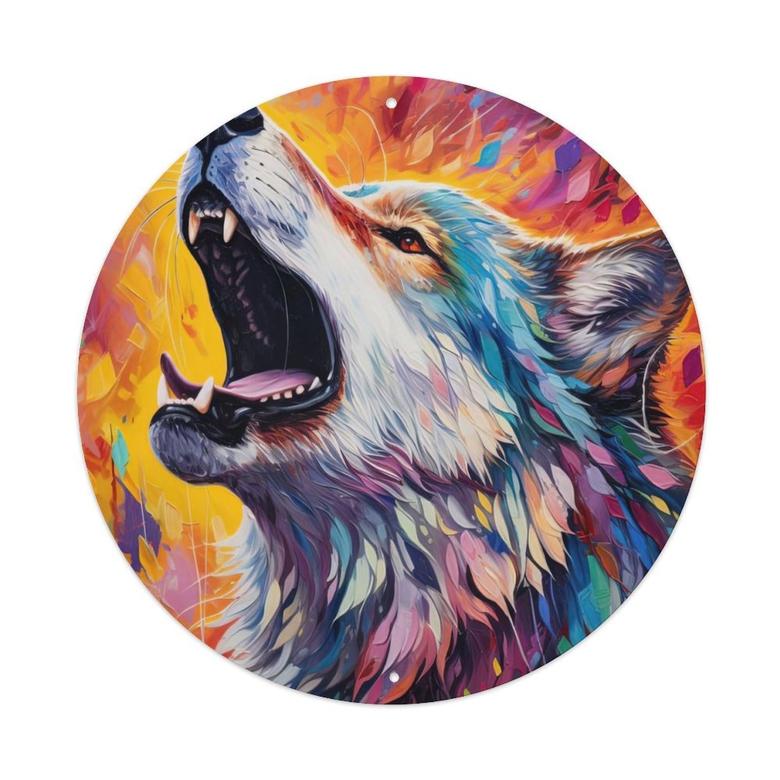 Animal Artwork Snarling Wolves Metal Tin Sign