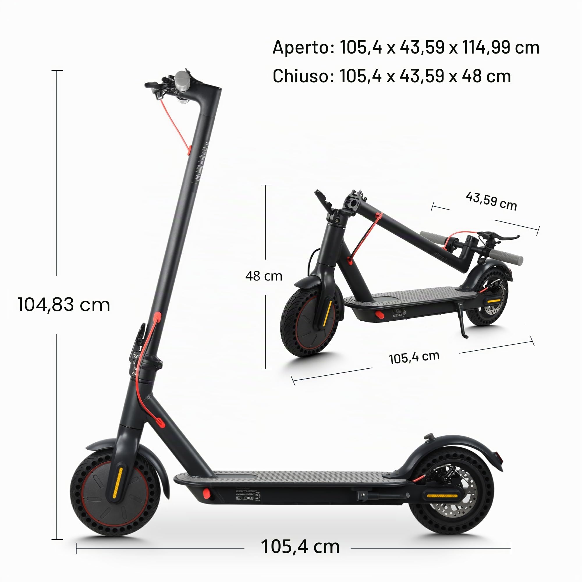 Monopattino Elettrico Mankeel per Adulti, Batteria da 48 V/10,4 Ah/15 Ah, Autonomia Massima 40-65 km, Velocità Massima 25 km/h, Sospensioni a Doppio Ammortizzatore