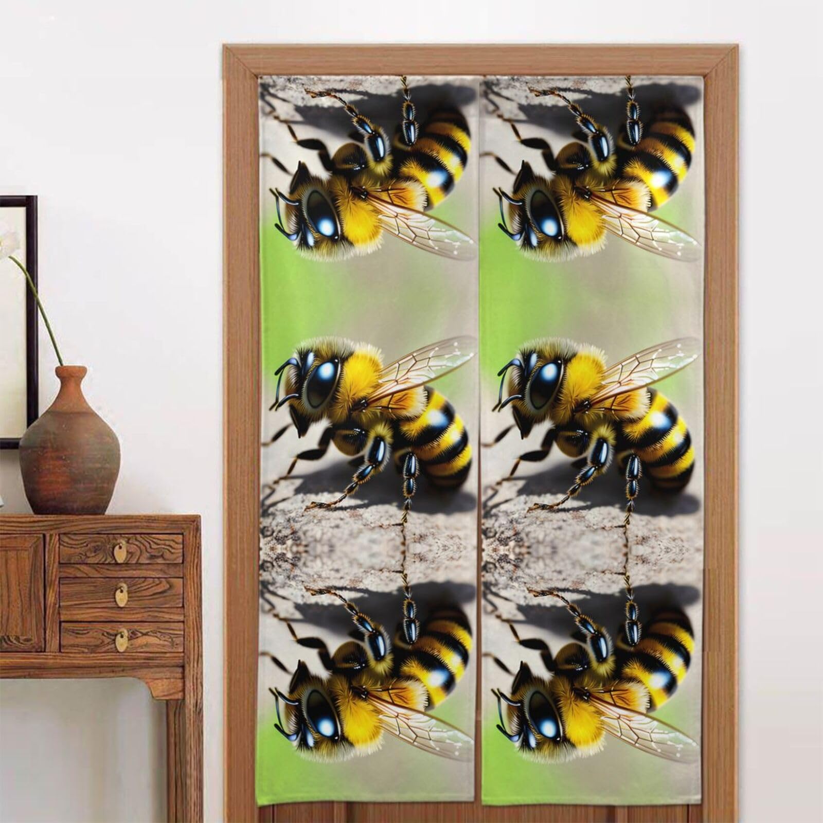 CNTDBU Cute little bee Door Curtain 34x56 Inch-Room Divider Panel for Privacy, Entryway Screen for Kitchen Bedroom
