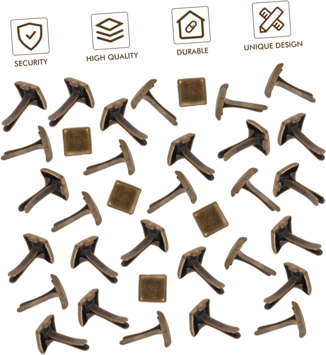 HOMSFOU 300pcs Antique Square Double-Legged Craft Nailheads for Scrapbooking Ribbons and Decorative Projects Unique Design for Home and Business Crafts