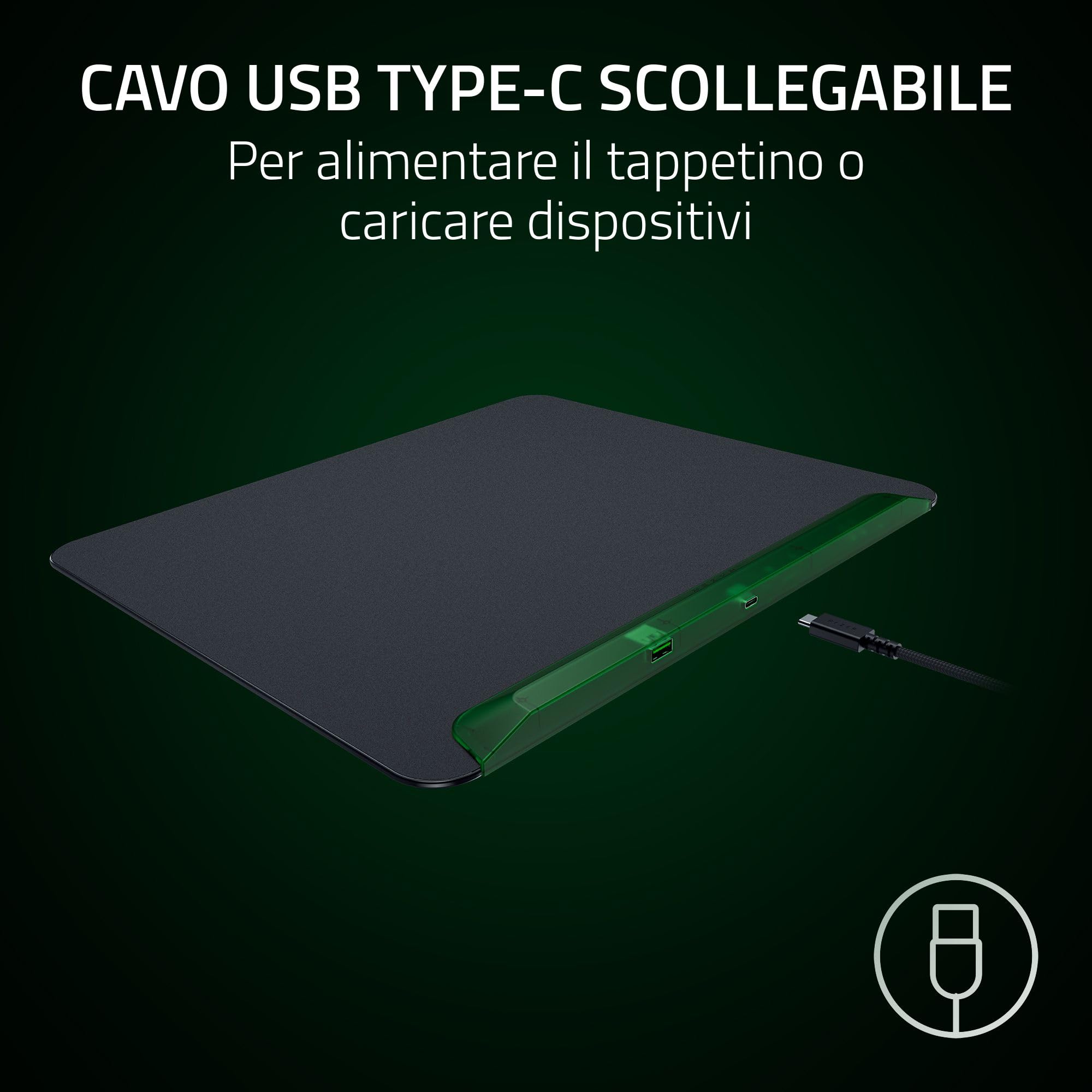 Razer Firefly V2 Pro Phantom Green Edition - Tappetino per mouse da gioco completamente illuminato per il con Chroma RGB (porta USB, superficie microtesturizzata, antiscivolo) Phantom Green