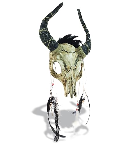 Attitude Studio Yak Skull Mask- Devilish Animal Skull Mask Costume Accessory for Halloween, Cosplay, or Fantasy Themed Parties, Realistic Full Face Masquerade Mask Masquerade Mask - Ivory