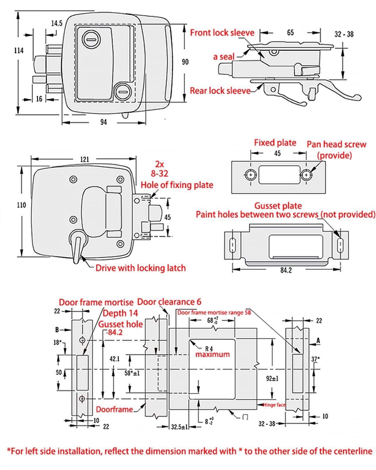 Caravan RV Travel Trailer Serratura for porta d'ingresso Serratura interna ed esterna Doppia serratura for porta aperta Sostituzione for camper/Camper/Rimorchio 1 Pz