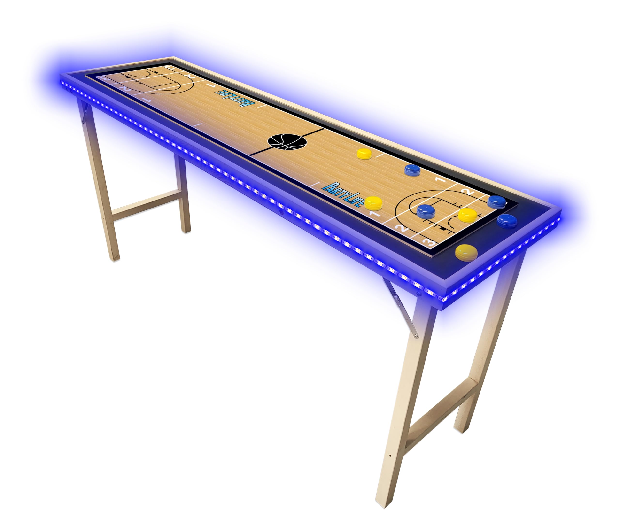 6-Foot Premium Shuffleboard Table w/Folding Legs, Pucks, and Optional LED Lights - Awesome Graphics - Choose Your Model