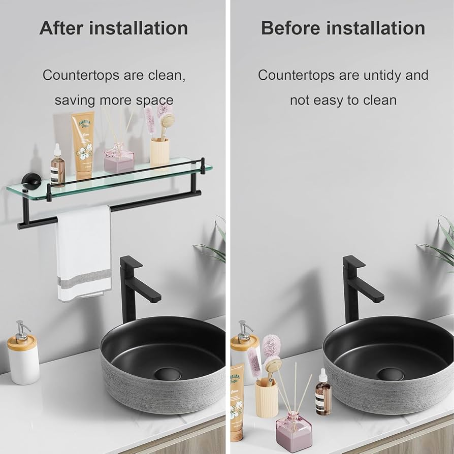 Amazon｜KOCOK 20インチ フローティング強化ガラス バスルーム