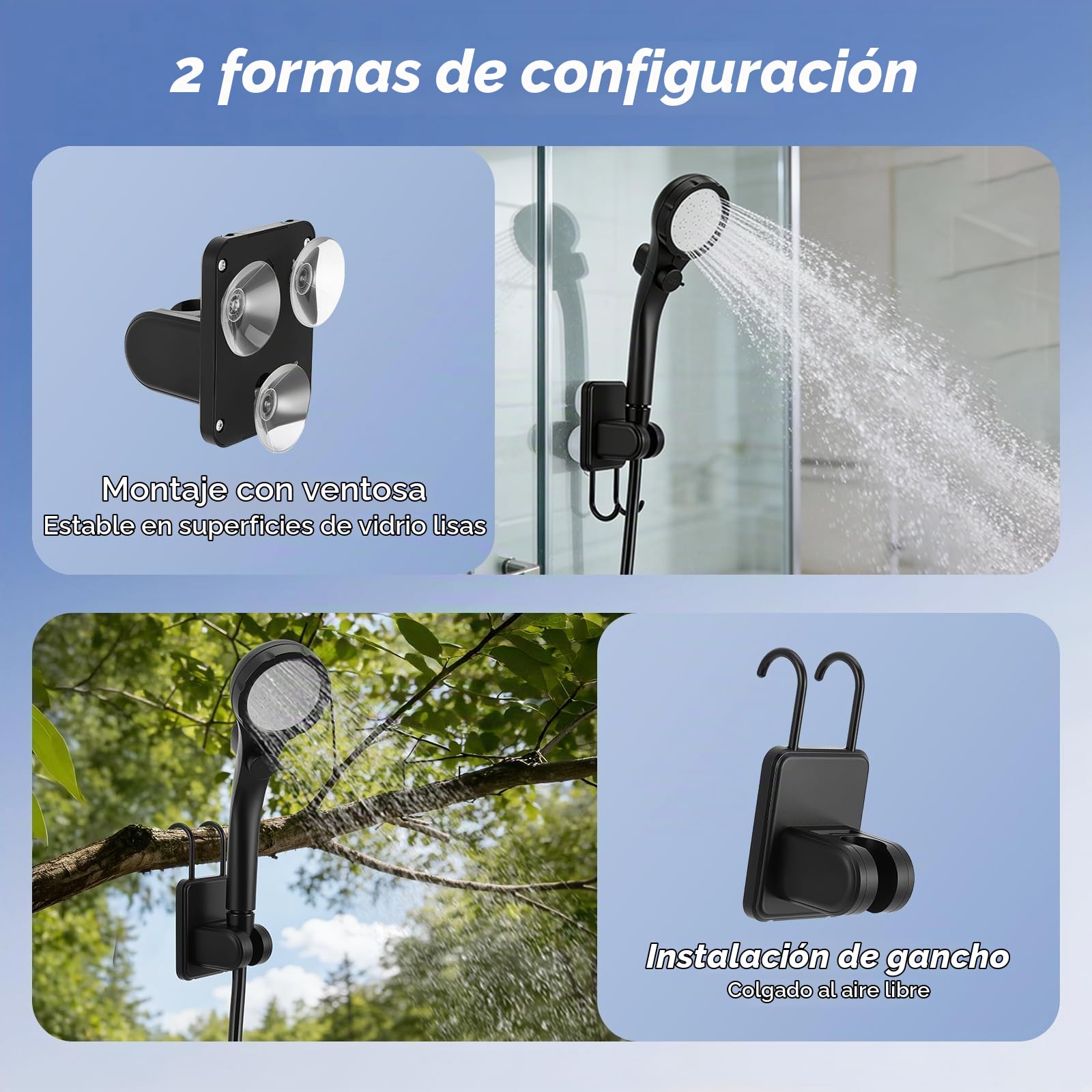 Ducha Portatil Camping Set - con Cubo Plegable 20L Luz LED y Bomba Recargable 6000mAh, Pantalla Digital, 5 Niveles de Flujo y Modos de Rociado, Ideal para Camping, Playa, Caravana, Mascotas y Jardín