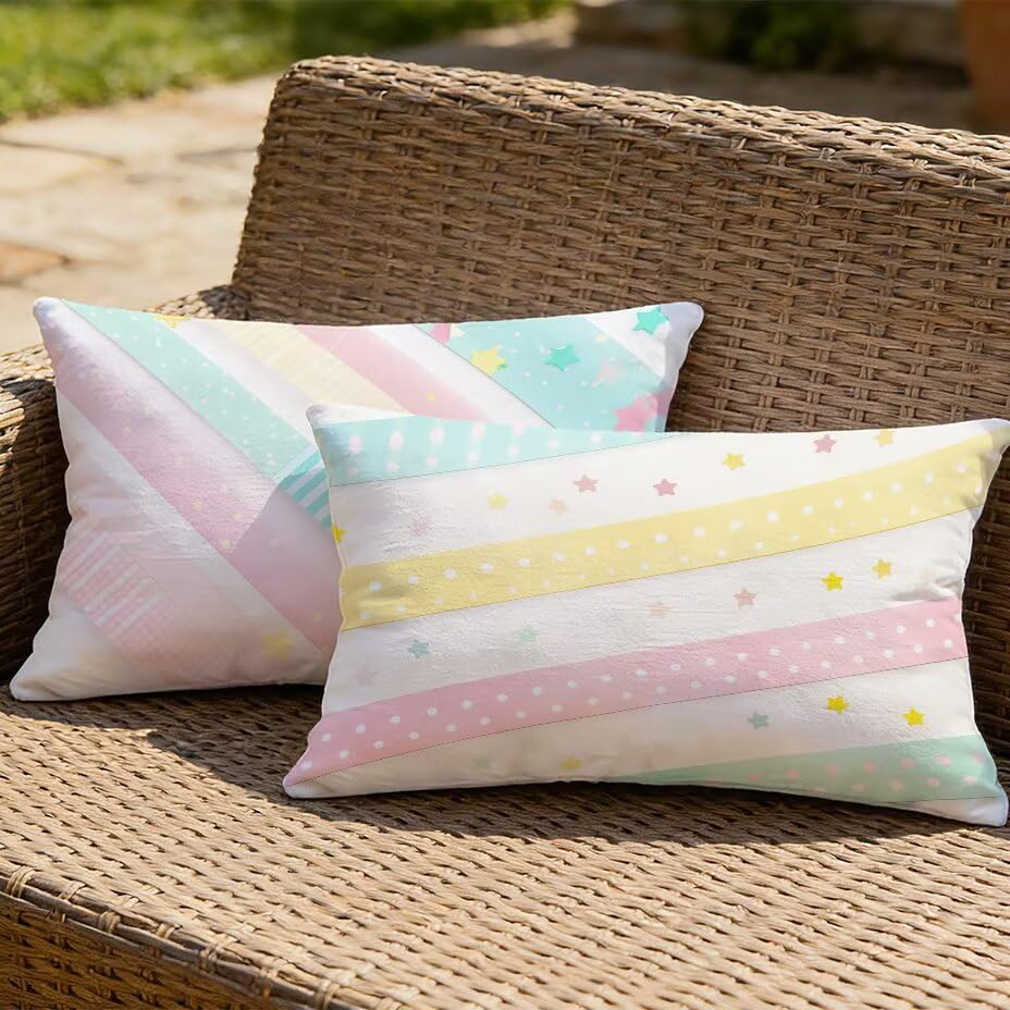 Housse de coussin extérieur 40x60 lot de 2 imperméable aspect lin - 2