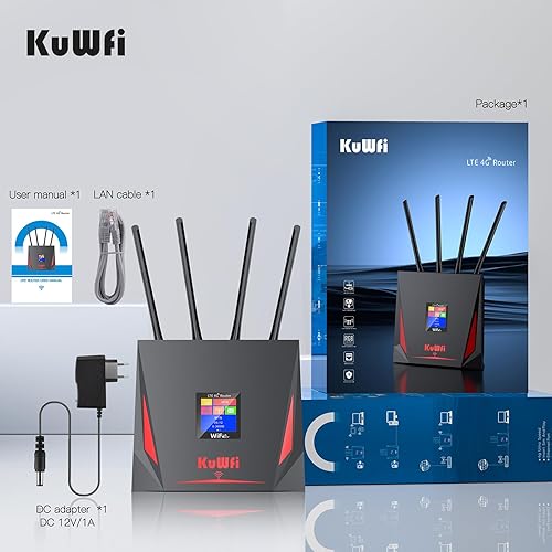 Miniatura 9 de KuWFi Router 4G con ranura para tarjeta SIM, enrutador 0.14 oz desbloqueado equipado con 2 GB de soporte de datos gratuito 4G a WiFi4G a puerto con