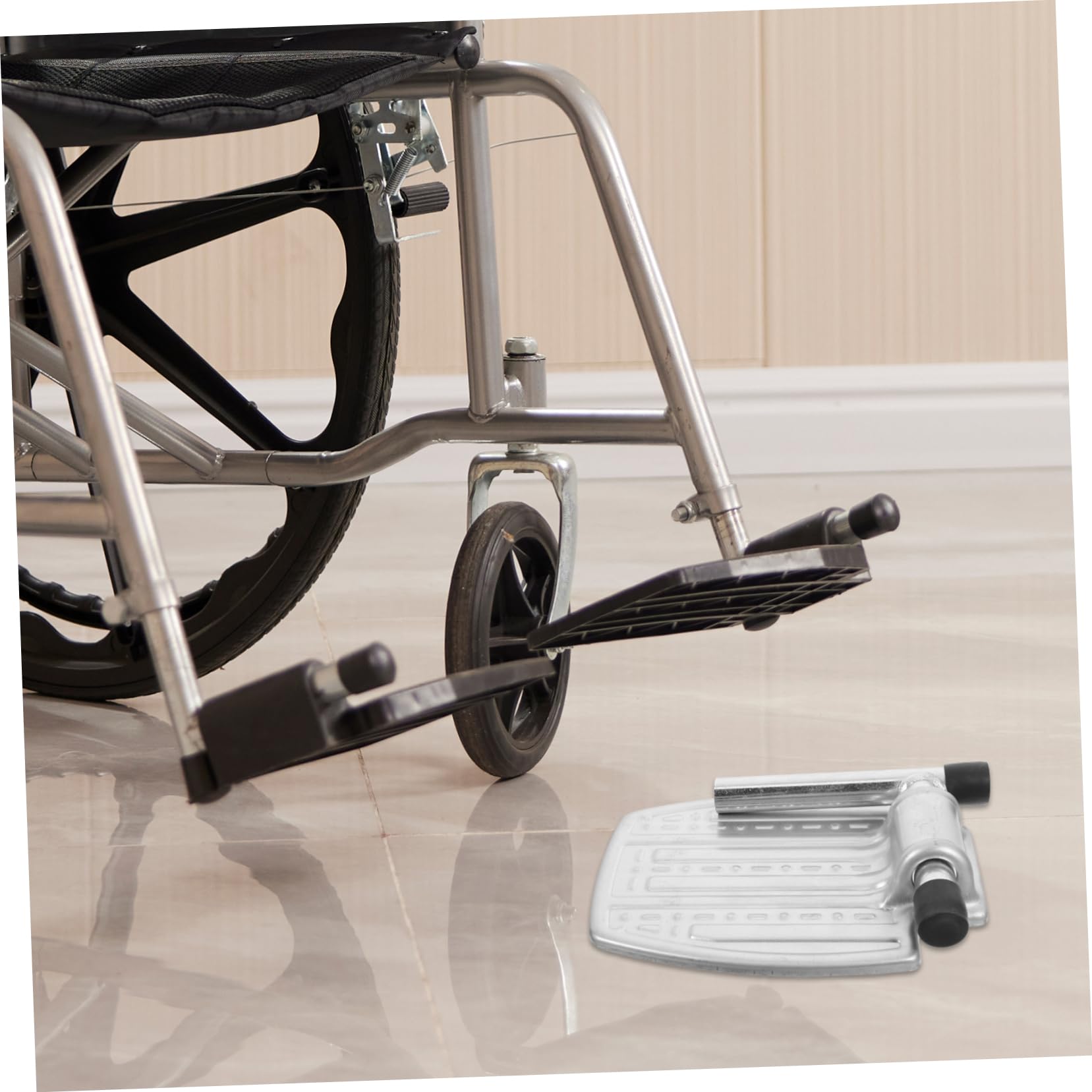 Reposapiés de Silla de Ruedas 1 Par Hierro Plata Ergonómico | Accesorio para Silla de Ruedas, Antideslizante y Resistente, Uso en Oficina y Hogar