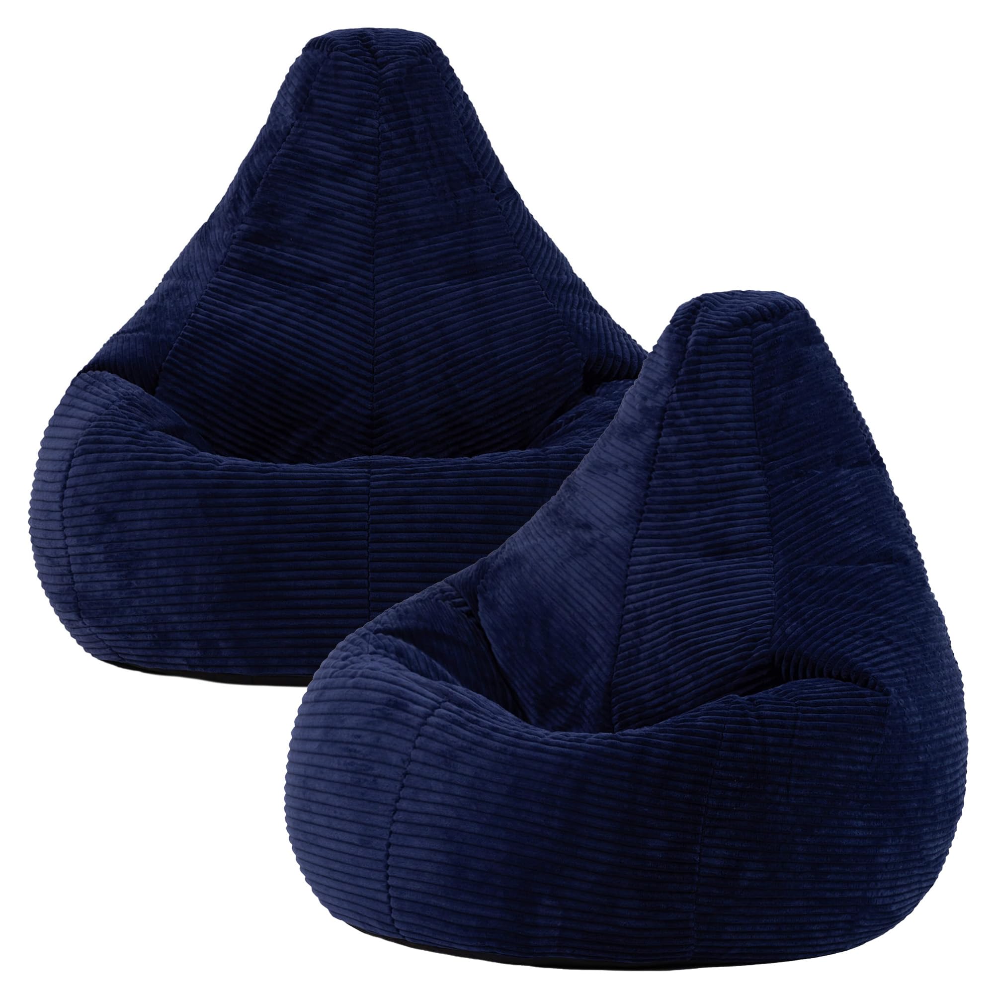 icon Dalton Cord Bean Bag Chair, Set of 2, Navy Blue, Large Adult Bean Bag with Filling Included, Comfy Chair, Living Room Furniture, Bedroom Furniture
