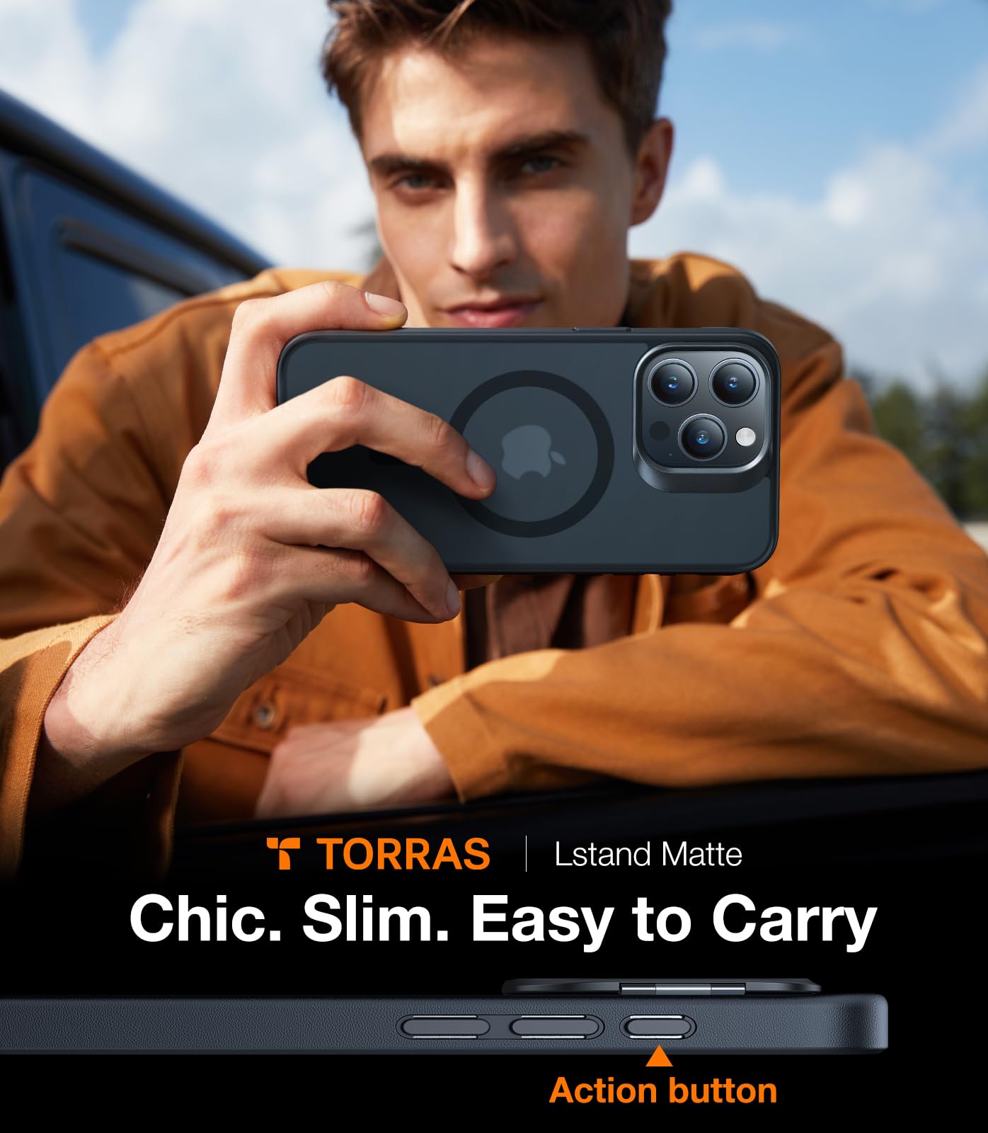 TORRAS Magnetic Shockproof for iPhone 15 Pro Max Case,[Military Grade Drop Tested] [Fit for MagSafe] [Upgraded Camera Protection] Sturdy Shockproof Kickstand Slim iPhone 15 ProMax Case, Frosted Black