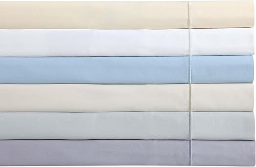 Miniatura 9 de Charisma Juego de sábanas de satén clásico de algodón sólido de 310 hilos, tamaño California King, color blanco brillante