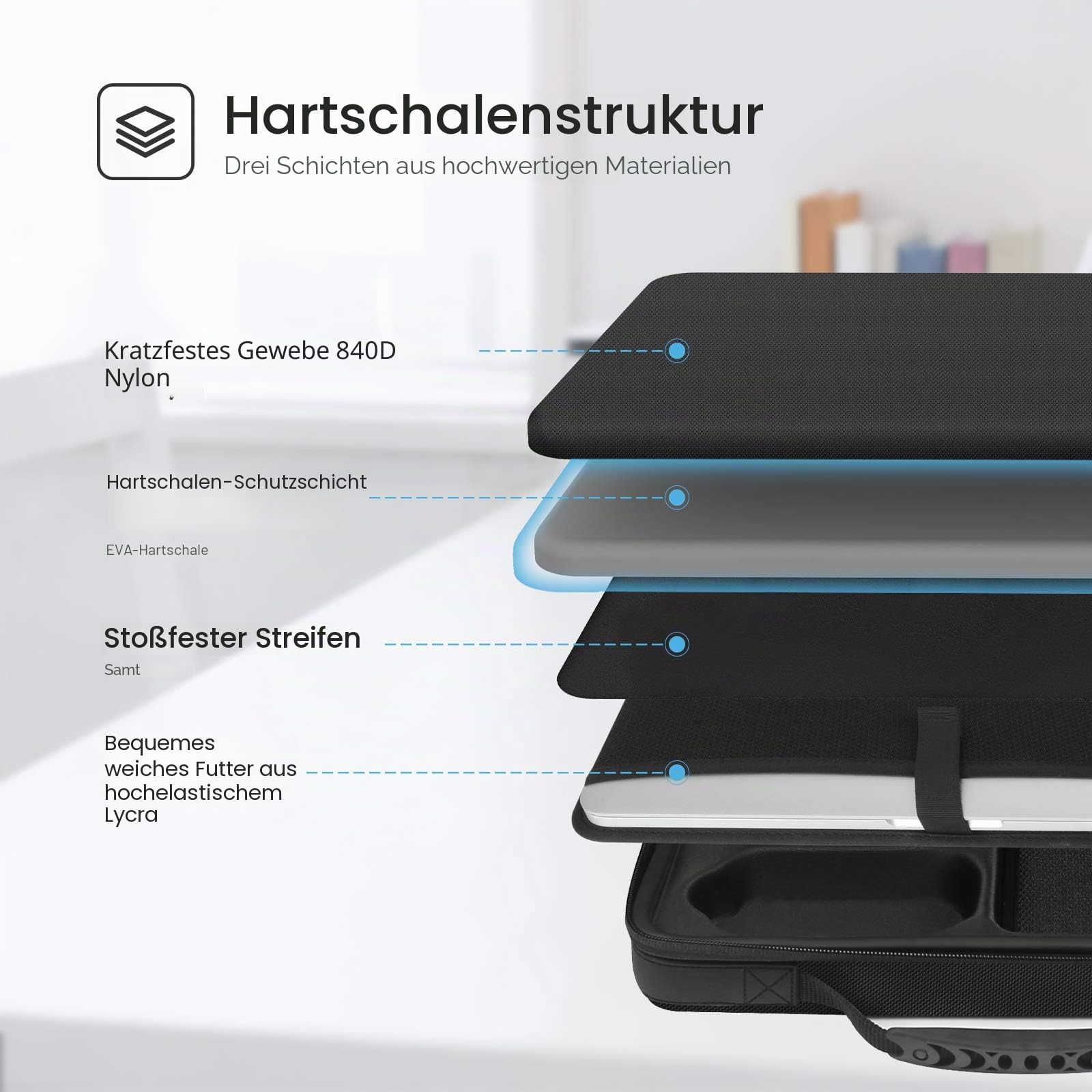 Smatree 13,3Zoll Hartschalen Tragetasche Kompatibel für 13-14Zoll MacBook Pro 2023 2021/13,3 Zoll MacBook Air M2 M1 2022/ Surface Pro X/8/7/6/5 Tasche, Laptop Koffer, Schwarz