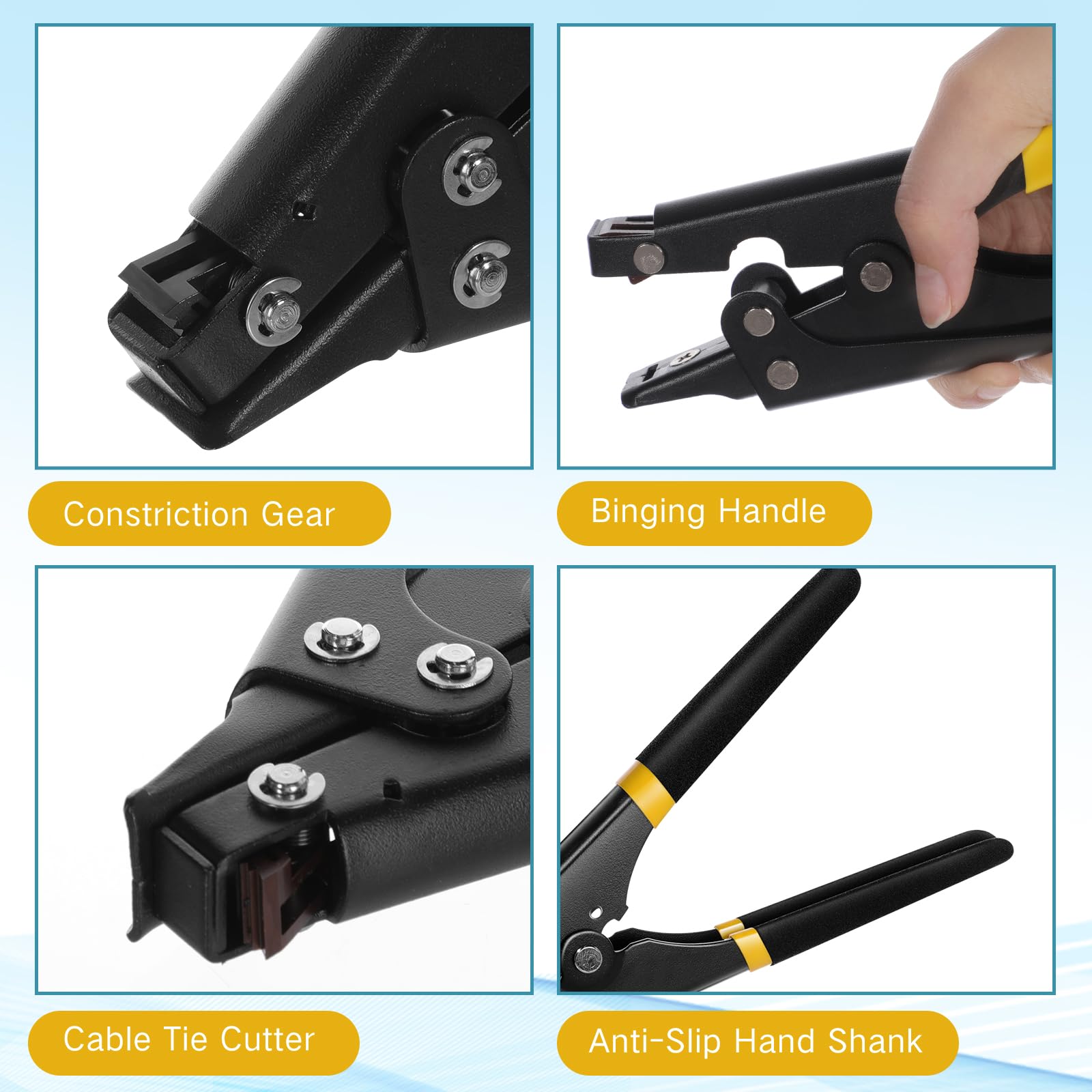 Shappy 4 herramientas de amarre de cremallera y herramienta cortadora de cables tensores para cortar 7.67 pulgadas para plástico o nailon de ancho de 0.09 a 0.35 pulgadas
