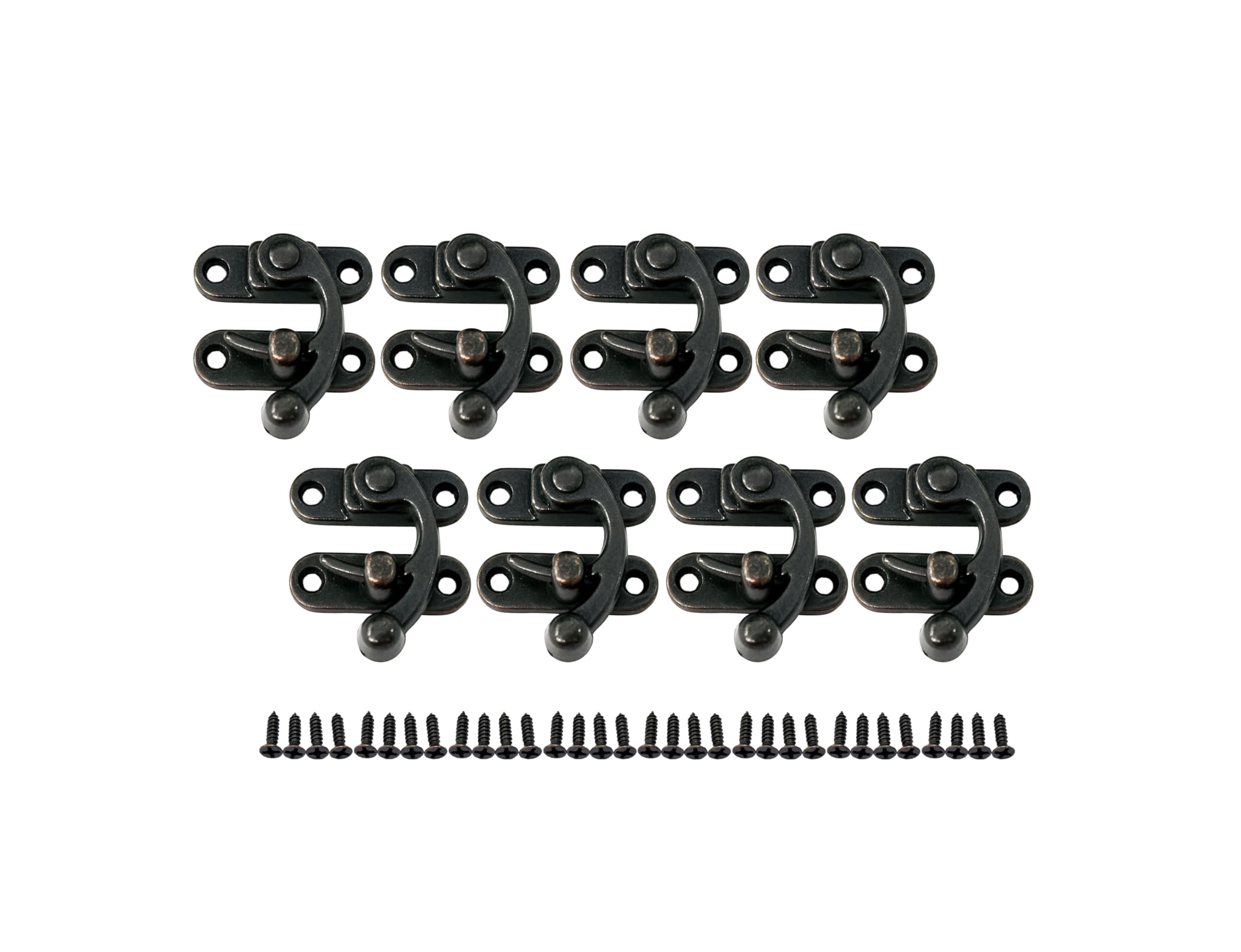 QCAA Zinc Die Cast Hook HASP Latch, Vintage Style, Right Latch Lock, 30mm x 34mm(1.18" x 1.34"), Antique Copper, Made in Taiwan, 8 Pack