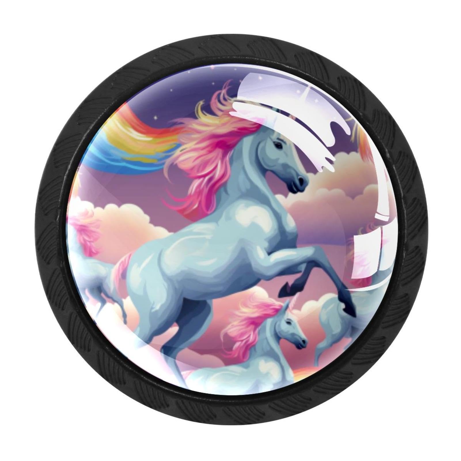 Chenzzzz Multicolored 12 4 Pcs Rainbow Unicorn Cabinet Knobs Crystal Drawer Pulls For Kitchen, Bathroom Cabinet, Dresser And Cupboard