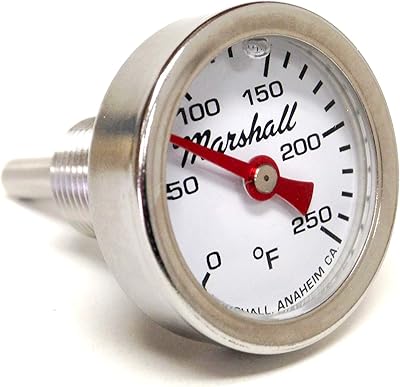I-14-CW Direct Mount Engine Thermometer, 0-250F, White Dial, Liquid Filled