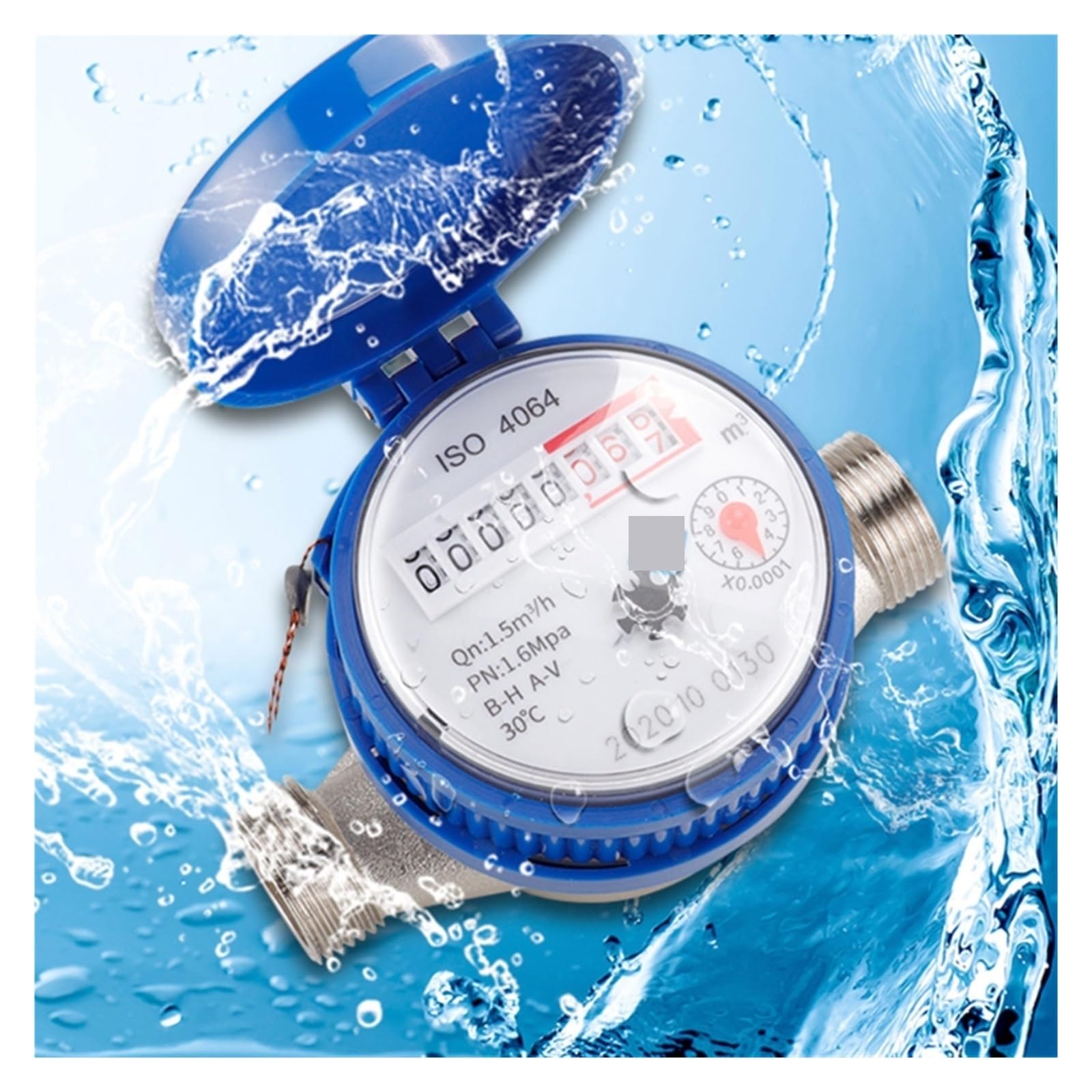 Débitmètre, Compteur d'eau, débitmètre d'eau, 1,5 m3/h 0-30 ℃, Compteur d'eau Froide précis à 0,0001 for Un Usage Domestique dans Le Jardin, Facile à Lire pour liquides