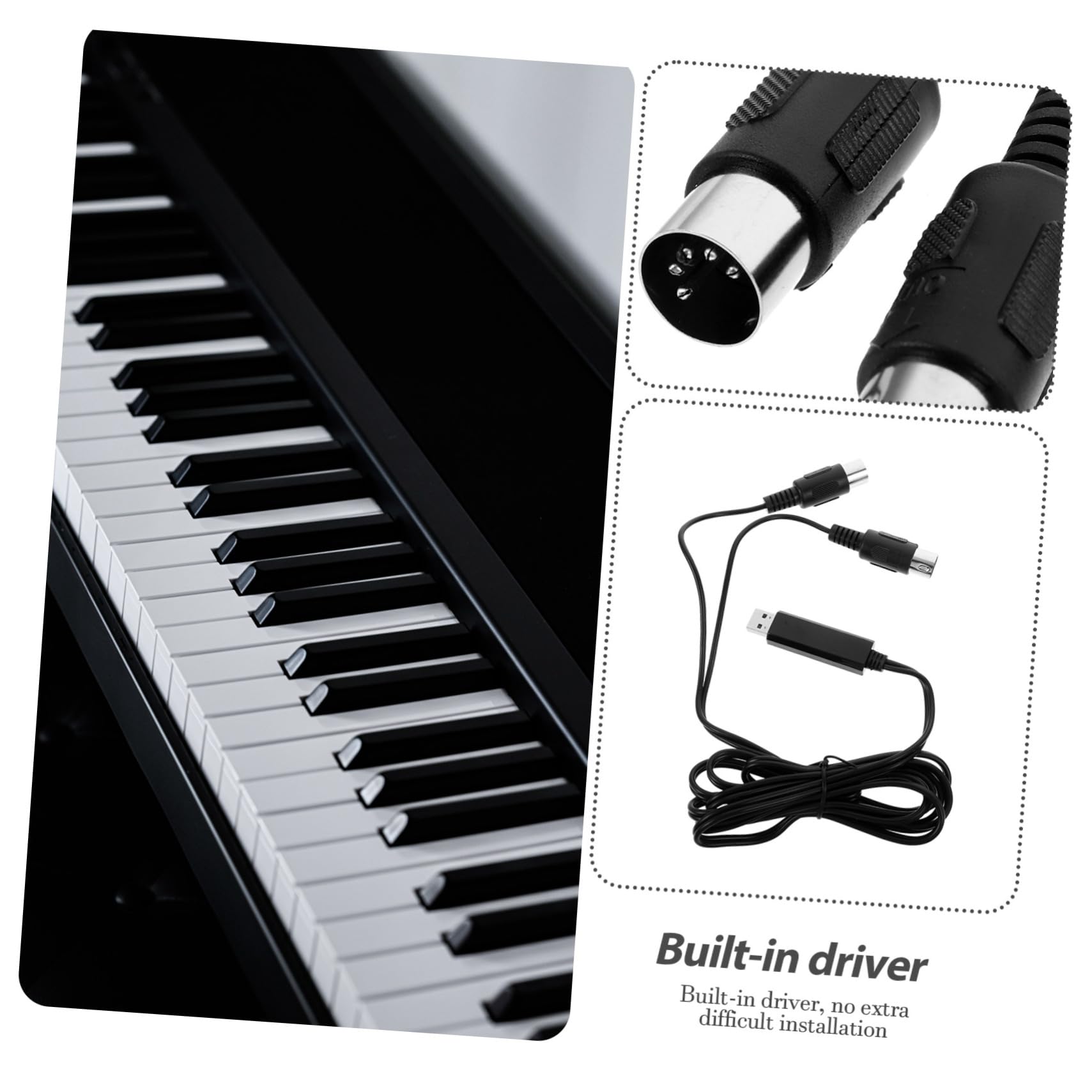 Toyvian 3 szt. konwerter fortepianowy, mini komputer, kabel midi, interfejs midi, urządzenia do nagrywania komputera, klawiatury, USB linia konwersji, kalkulator, fortepian elektryczny, klawiatura