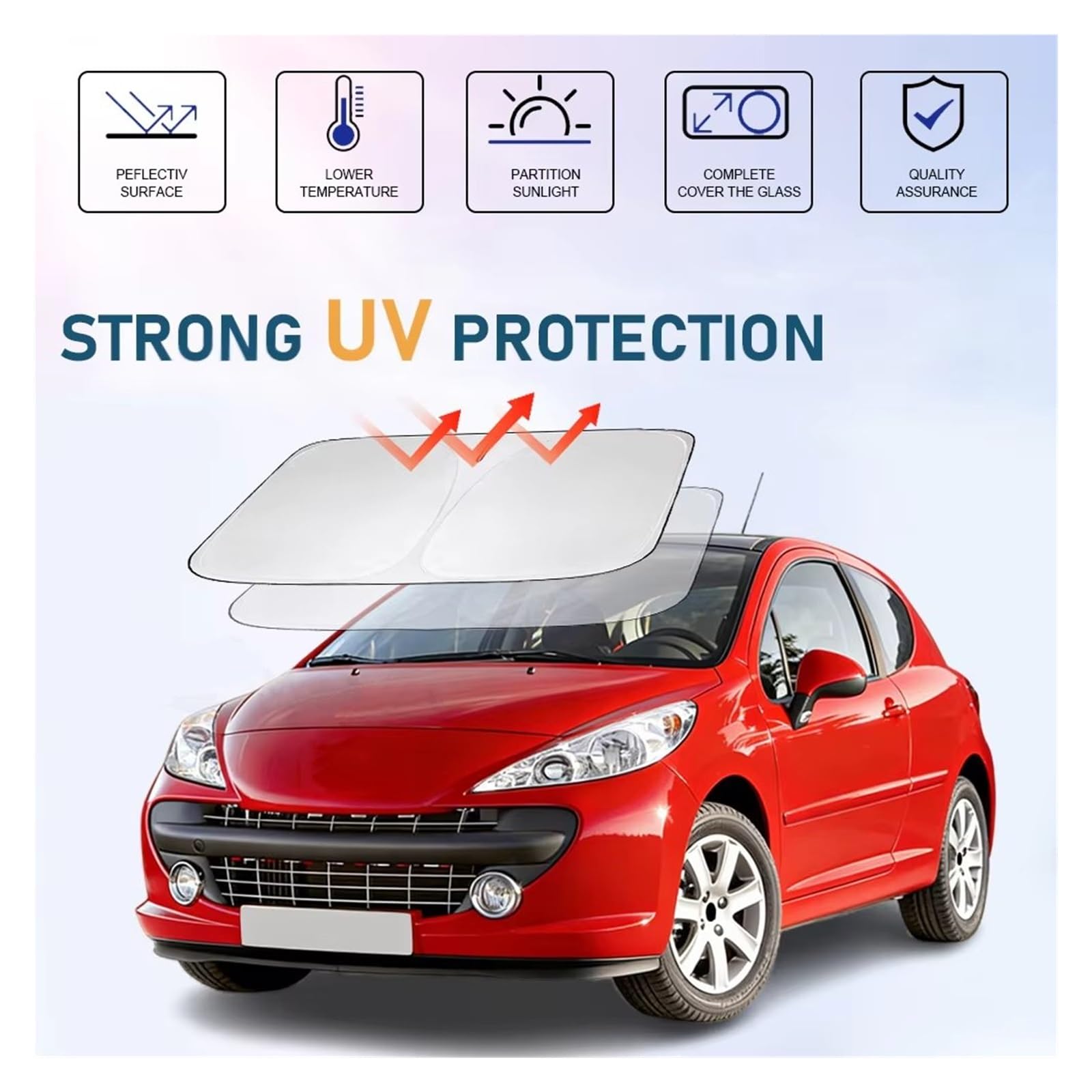 Parasol para Parabrisas para Coche para Peugeot 207 Parasol Plegable Parabrisas De Protección UV, Parasol Interior De Coche, Parasol para Ventana