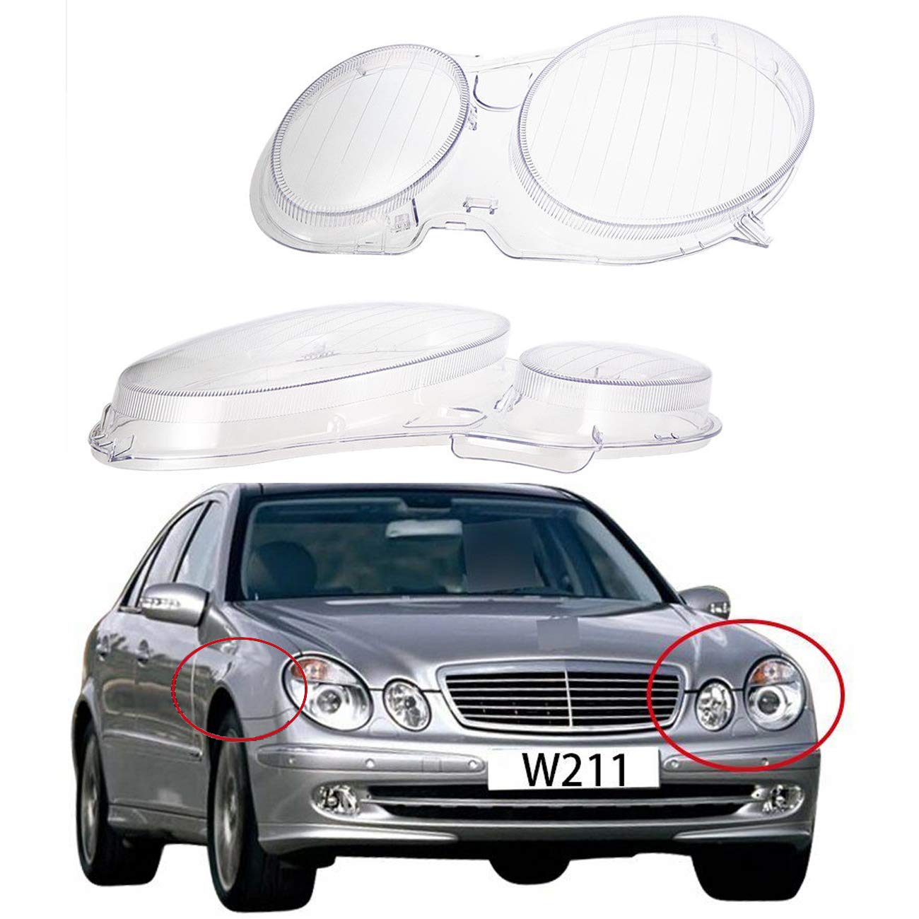 Front Headlamp Headlight Lens Cover Clear W211 E Class 02-08 1Pair product thumbnail 3
