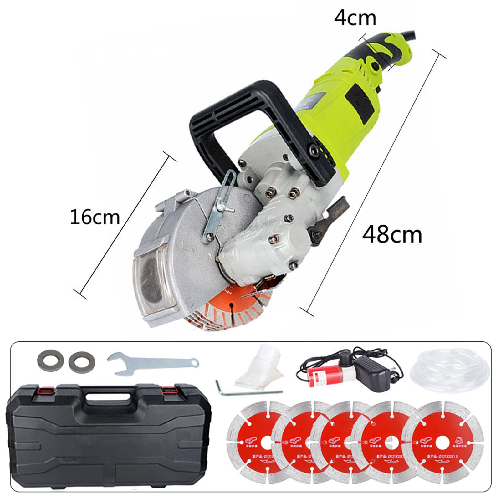 Cortadora De Pared, Máquina Ranuradora De Hormigón Y Ladrillo De 4000w, con 5 Hojas De Sierra, Profundidad Y Ancho De Corte Ajustables, Profundidad De Corte 37mm
