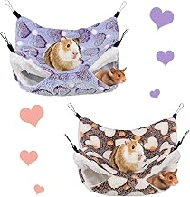 2 Pack Double-Layer Pet Cage Hammock, Hanging Bed Cage for Small Animals, Soft Pet Hammock for Guinea Pig Parrot ferret Squirrel Hamster Rat Playing Sleeping Beds