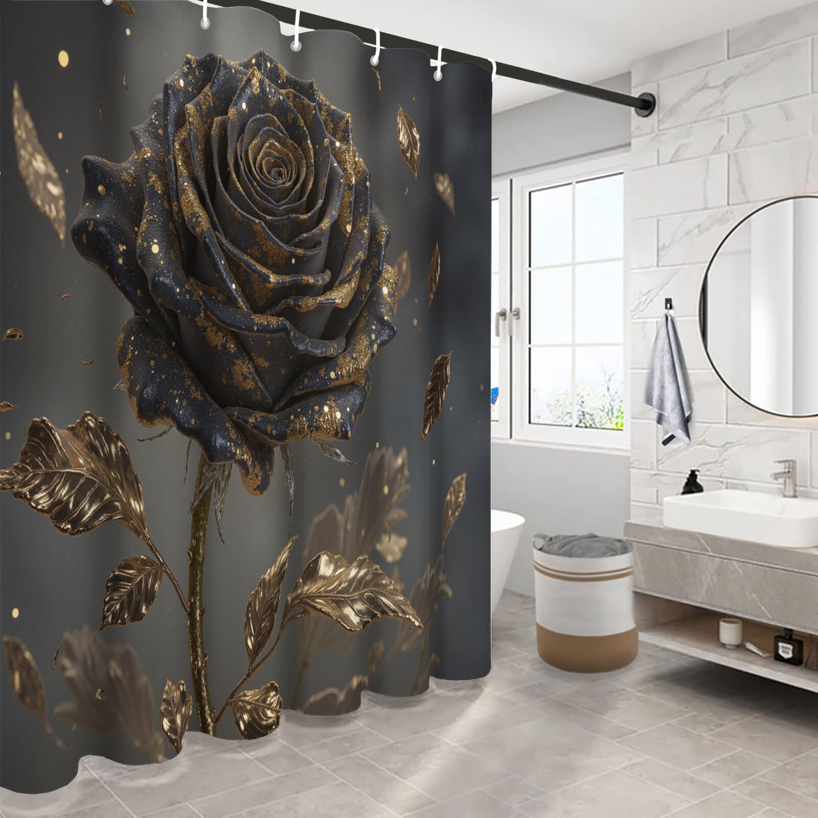 Rideau Douche,Rideau Baignoire Lavable en Machine Rideaux Douche Tissus Lavable Rideau De Baignoire Lavable pour Salle De Bain Domicile Baignoire Famille,Rose Fumée,