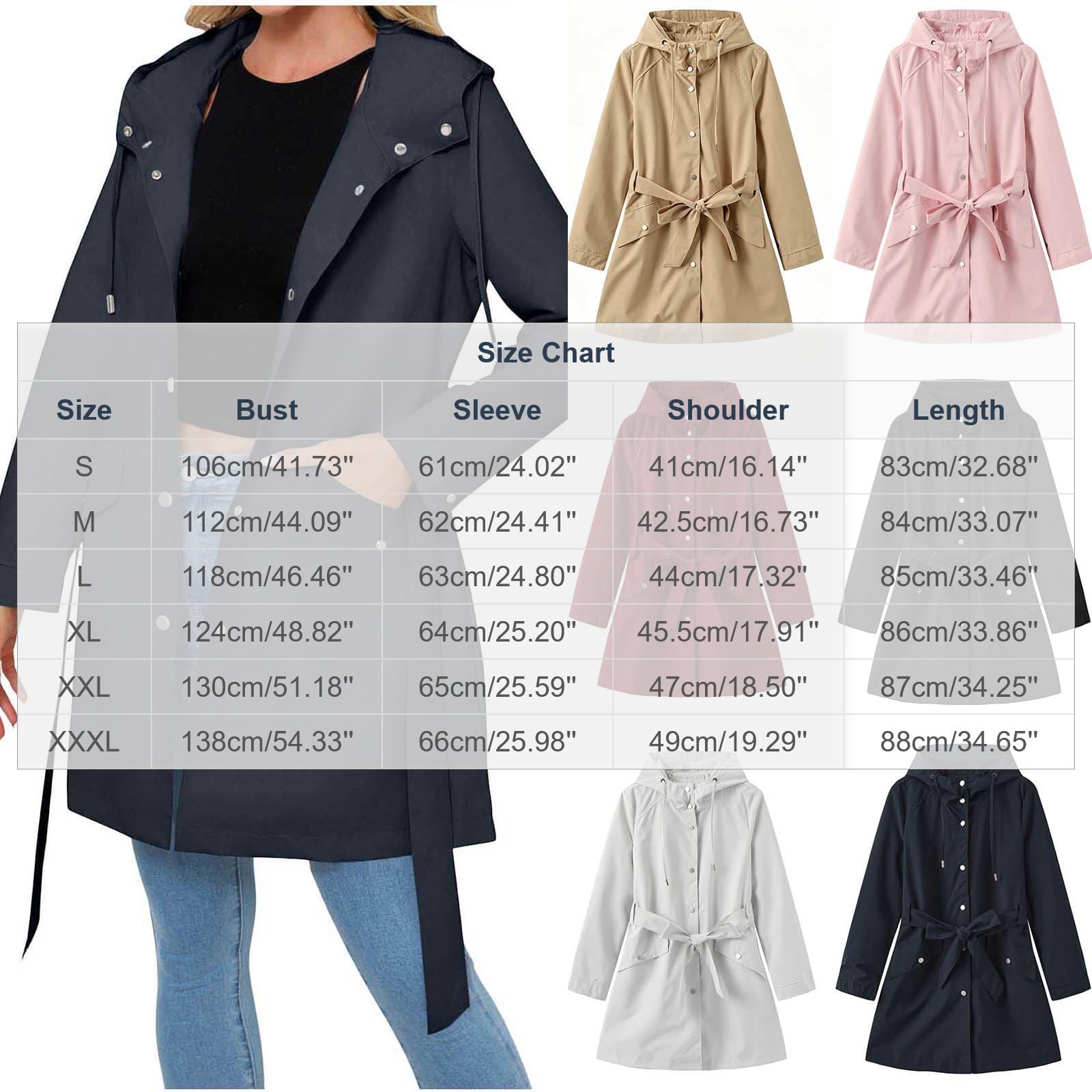 Veste Imperméable Femme Coupe-Vent avec Capuche et Ceinture Randonnée