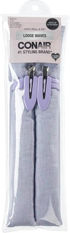 Extra-Long Microwave Hair Curlers, Flaxseed Hair Rollers for Women Provide Curls and Waves, Microwave for Quick Styling, 5-Piece Set with Reusable Bag