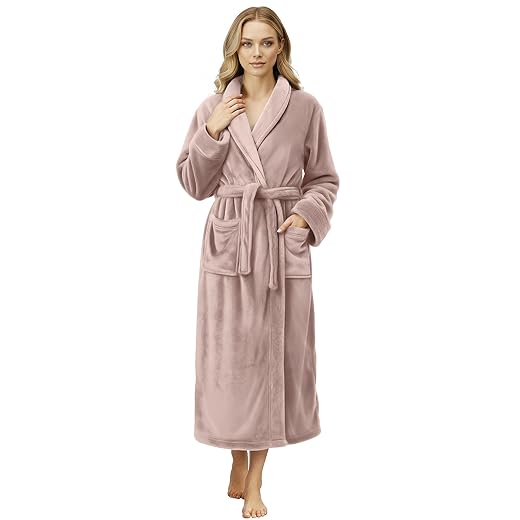NY Threads Roupão feminino premium, roupão longo de lã de pelúcia para mulheres, roupão de banho feminino macio e fofo