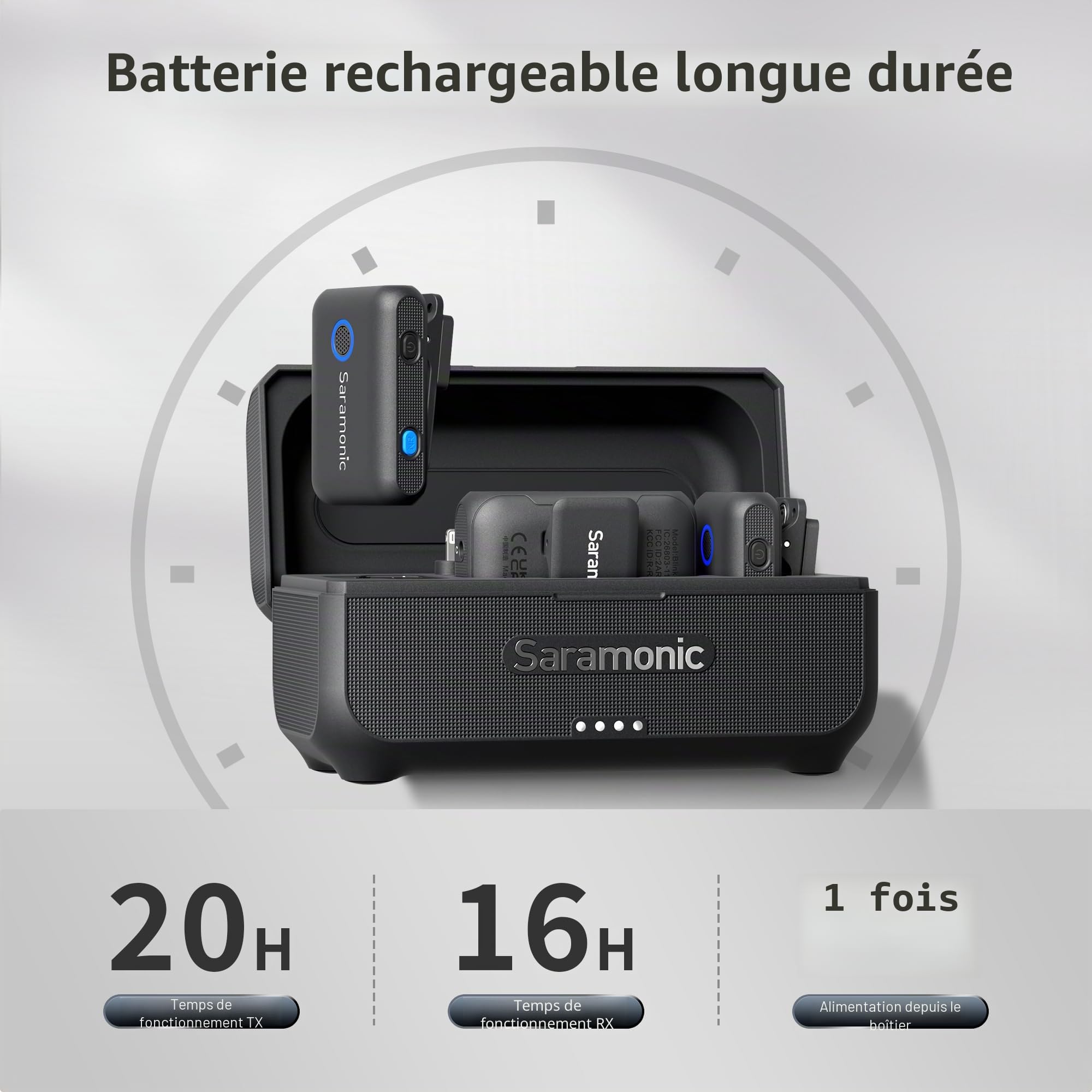 Saramonic Blink500B2+ Micro Cravate sans Fil pour iPhone/Téléphone Android/Caméra, Portée de 300M, Microphone Professionnel à Double avec Prise USB-C/3,5 mm/Lightning pour Enregistrement vidéo, Vlog