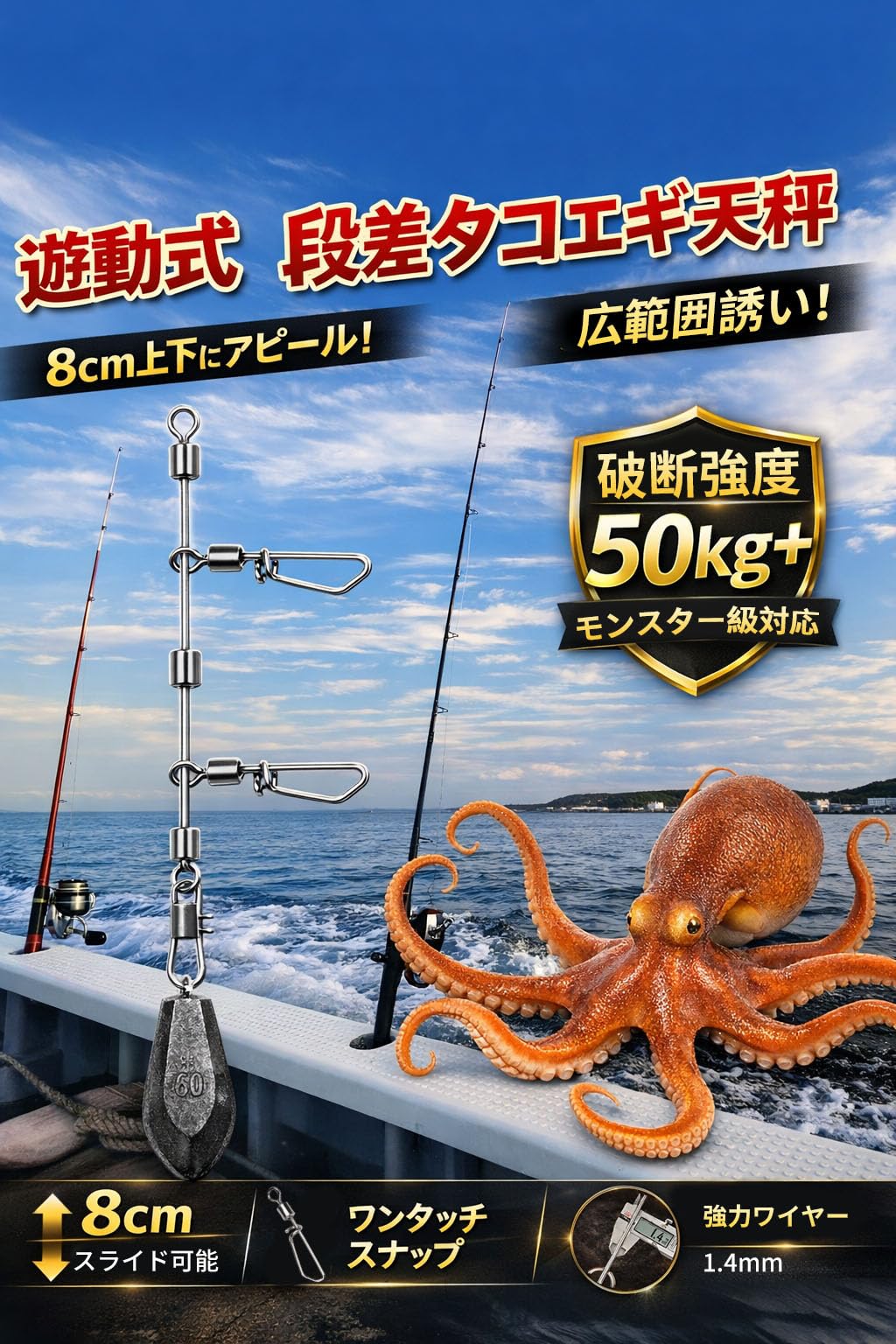 Amazon | 遊心館釣具 遊動式 段差タコエギ天秤(2/5/10枚組) ((お得10枚