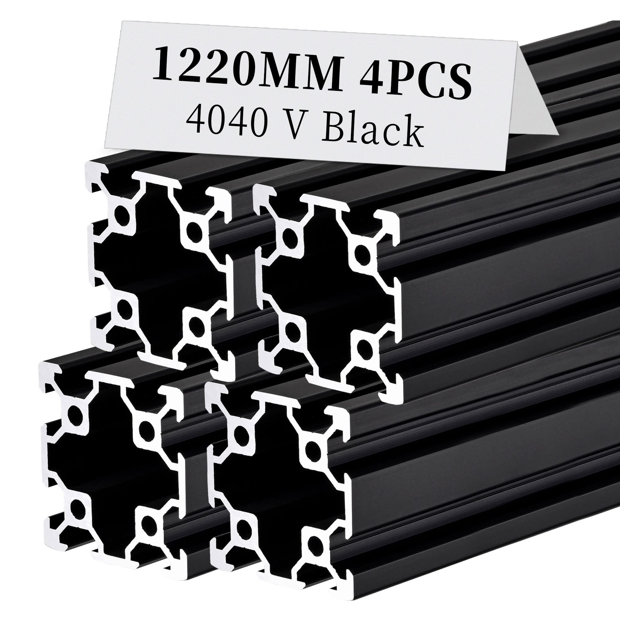 4pcs 4040 V slot Aluminum Extrusion Profile 1220mm 48inch European Standard Anodized Extruded Linear Rail Guide Frame for DIY Workbenche Furniture Fitness Equipment Machinery Shelf Black BELLA BAYS