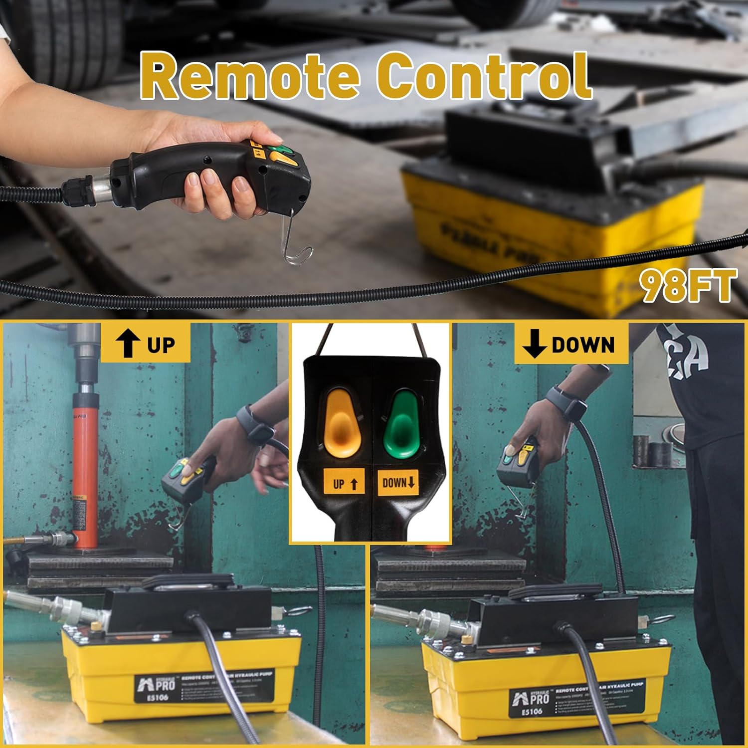 Remote control unit with UP and DOWN buttons and 9.8 ft cable