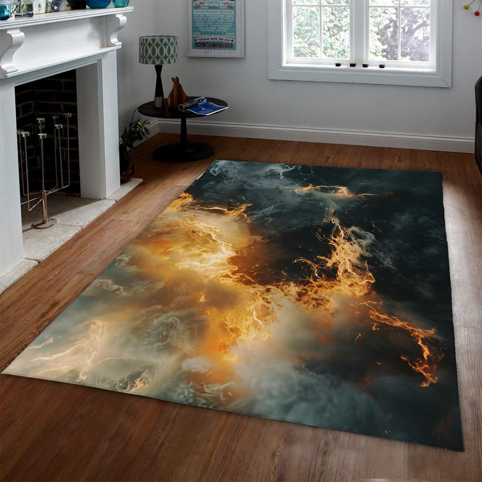 Tapis de sol contemporain dégradé pour réchauffer l'ambiance d'une chambre à coucher cosy