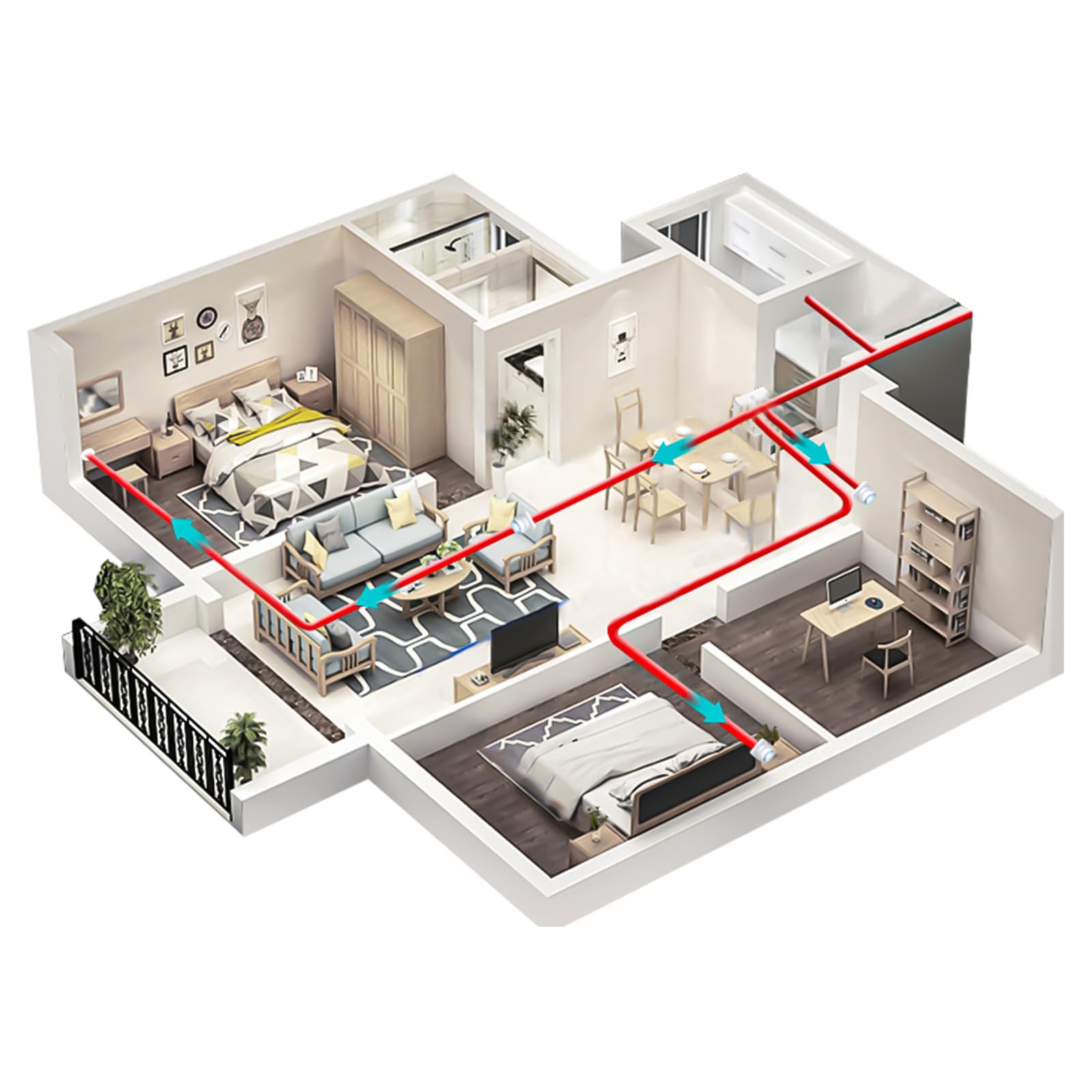 Badlüfter 100mm mit Nachlauf, ≤34db Leiser und Leistungsstarker Abluftventilator, 12W 2400U/min IPX4 Wandventilator mit Rückstauklappe, Einfach Installieren Fenster Decke Wand im Bad, WC, Küche