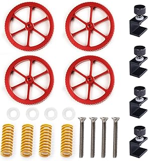 5Aplusreprap Heatbed Leveling 4Pcs Aluminum Hand Twist Leveling Nut with 4Pcs Hot Bed Die Springs for Ender 3/Ender 3 Pro, Ender 5/Ender 5 Plus/Ender 5 Pro, CR-10, CR10S/CR 10S Pro 3D Printer